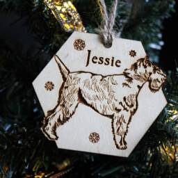 Schnauzer Personalised Wooden Bauble Ornament Dog Name Breed Gift Quirky Rustic Laser Wood Burned Ornate Lover Pet Decoration - thumbnail 3