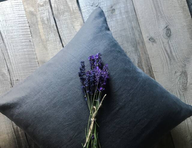 Stonewashed Linen Pillow Case in Stylish Charcoal Gray/Softened Throw Pillow/Decorative Case/Decorative Dark Gray - image 1