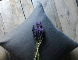 Stonewashed Linen Pillow Case in Stylish Charcoal Gray/Softened Throw Pillow/Decorative Case/Decorative Dark Gray - thumbnail 1
