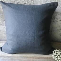 Stonewashed Linen Pillow Case in Stylish Charcoal Gray/Softened Throw Pillow/Decorative Case/Decorative Dark Gray - thumbnail 3