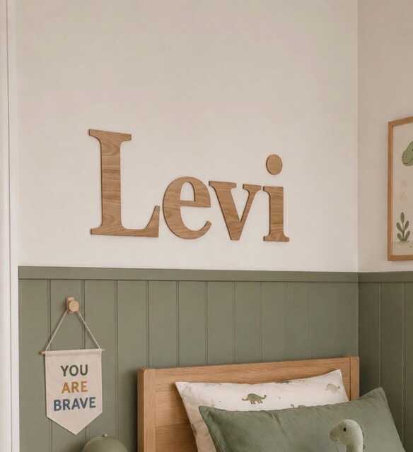Wooden Wall Lettering Personalised Home Decoration Feature Decor Childrens Babies Nursery Playroom Room - image 1