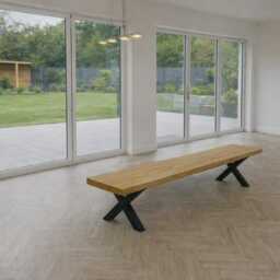 Firsby Live Edge Solid Oak Dining Table Steel Leg - thumbnail 3