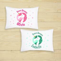 Customised Unicorn Rainbow Kids Pillow Case With 6 Colour Option Personalised Gifts For Bedroom, Home Decor & Birthday Decoration Girls