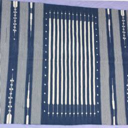 8x5 Indigo & White Stripes Cotton Rug Dhurrie - Pure & Flat Weave - thumbnail 2