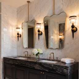 Organic Ceiling Mounted Mirror - Modern Gold Brass Bathroom Mirrors - thumbnail 2