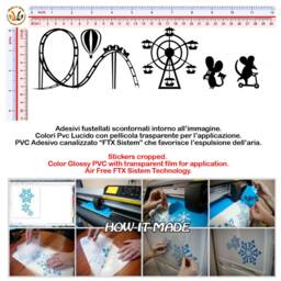 Stickers Family Murals Topini Carnival Roller Coaster PVC Black Discounted 1 Kit Various Pieces Measures cm 8x30 Wall Sticker Mouse - thumbnail 2