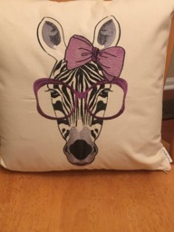 Embroidered Pillow Cover-Zebra With Glasses
