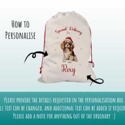 Personalised Cavalier King Charles Spaniel Large Christmas Sack Drawstring Bag For Xmas Presents Eve Box Decoration Dogs Xs083 - thumbnail 3