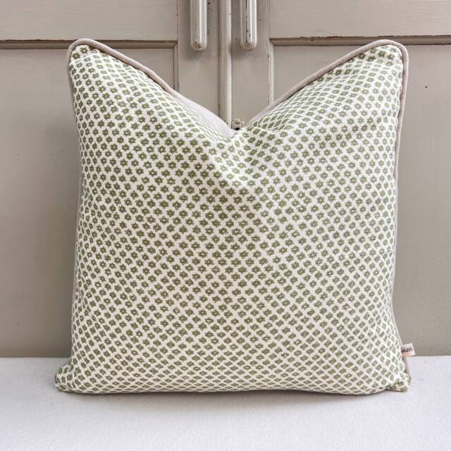 Cushions Made in Fermoie Marden Luxury Designer Decorative Green Cream Cotton Cushion Pillow Throw Cover - image 1