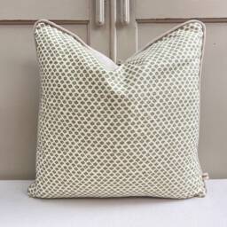 Cushions Made in Fermoie Marden Luxury Designer Decorative Green Cream Cotton Cushion Pillow Throw Cover - thumbnail 1