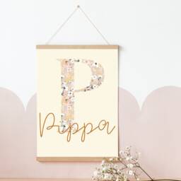 Girls Nursery Prints, Set Of 3 Pretty Flower Initial, Bunny & Ballerina Mouse Prints - Prints Only - thumbnail 3