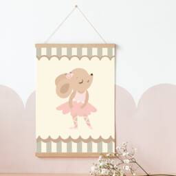 Girls Nursery Prints, Set Of 3 Pretty Flower Initial, Bunny & Ballerina Mouse Prints - Prints Only - thumbnail 2