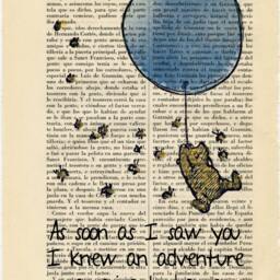 Winnie The Pooh - Blue Balloon Adventure Quote On Vintage Dictionary Page Nursery Wall Art Kids Room Decor - 56-N3 - thumbnail 2
