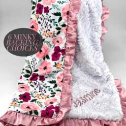 Personalized Floral Baby Girl Blanket Newborn Gift Custom Baby Shower Present First Birthday Embroidered Sprinkle - thumbnail 3