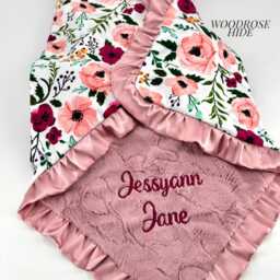 Personalized Floral Baby Girl Blanket Newborn Gift Custom Baby Shower Present First Birthday Embroidered Sprinkle - thumbnail 2