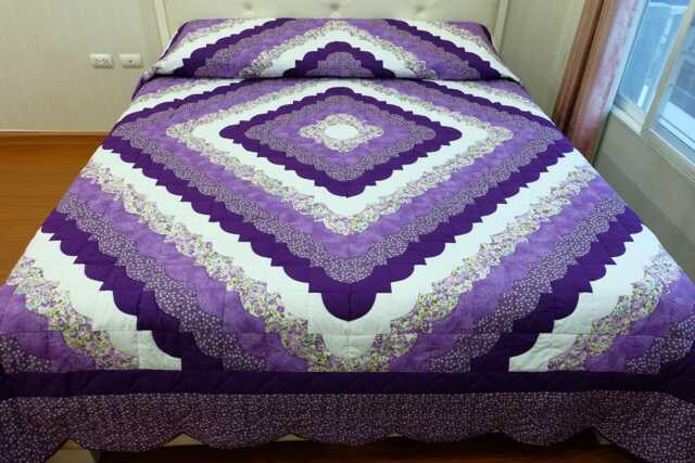Custom Handmade Quilt, Love Rings Pattern, Antique Style Quilt Bedspread, Purple Amish Style, Hand Quilted Practical Gift For Mom - image 1