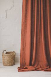 Burnt Orange Heavyweight Linen Curtain, Rod Pocket Heavy Curtain Panel in Various Colors, Custom Size Softened Curtain - thumbnail 1