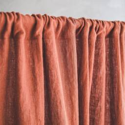 Burnt Orange Heavyweight Linen Curtain, Rod Pocket Heavy Curtain Panel in Various Colors, Custom Size Softened Curtain - thumbnail 2