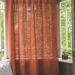 Burnt Orange Heavyweight Linen Curtain, Rod Pocket Heavy Curtain Panel in Various Colors, Custom Size Softened Curtain - thumbnail 3