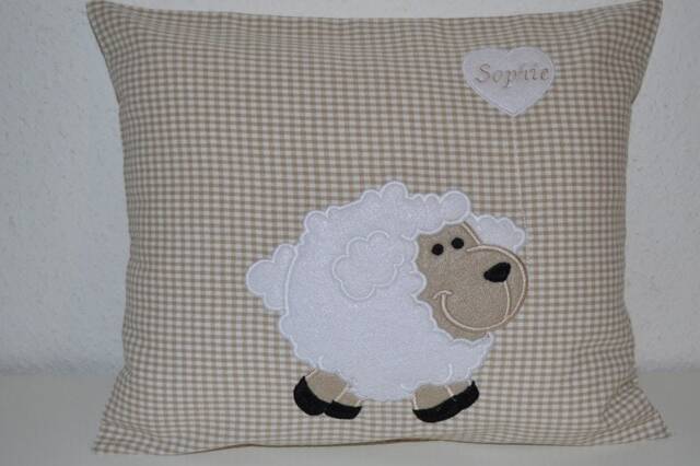 Sheep Pillow, Lamb Sheep Name Pillow Sheep, Baptism Birth Handmade - image 1