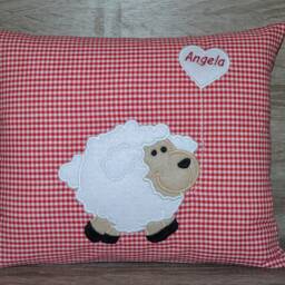 Sheep Pillow, Lamb Sheep Name Pillow Sheep, Baptism Birth Handmade - thumbnail 3