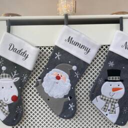Personalised Christmas Stocking - Eve Matching Family Grey Stocking Pet Santa Reindeer Snowman Penguin - thumbnail 4