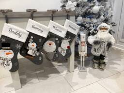 Personalised Christmas Stocking - Eve Matching Family Grey Stocking Pet Santa Reindeer Snowman Penguin - thumbnail 1