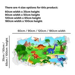 Dinosaur Wall Sticker - Colourful Cartoon Land Broken Decal Kids Art - thumbnail 3