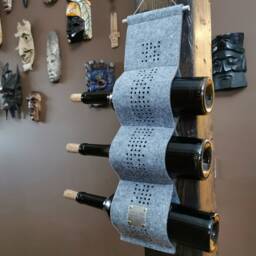 Gray Felt Hanging Wine Rack Personalized Wall Bottle Holder