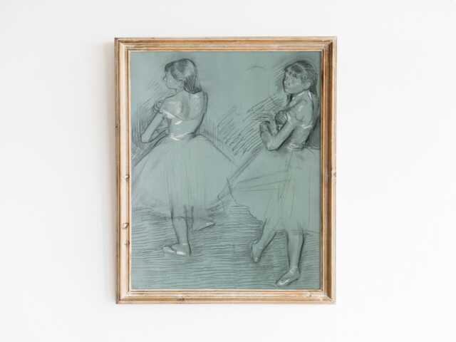 Ballet Dancers - French Vintage Sketch Little Girl Decor Degas Print 5x7 8x10 9x12 - image 1