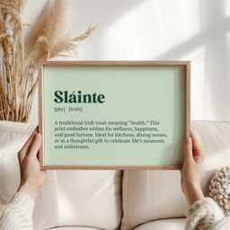 Sl??inte Definition Print - Irish Toast Wall Art For Bar Or Kitchen Gaelic Phrase Meaning Health Gift, Celtic Decor - thumbnail 2