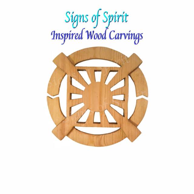 Hand Carved Cedar Wall Hanging - 12 Gates Unification Symbol - image 1