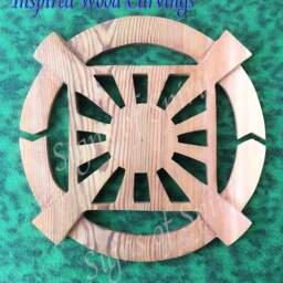 Hand Carved Cedar Wall Hanging - 12 Gates Unification Symbol - thumbnail 3
