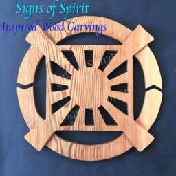Hand Carved Cedar Wall Hanging - 12 Gates Unification Symbol - thumbnail 2