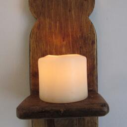 Moroccan Design Reclaimed Pallet Wood Wall Sconce Led Candle Holder - thumbnail 2