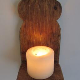 Moroccan Design Reclaimed Pallet Wood Wall Sconce Led Candle Holder - thumbnail 3