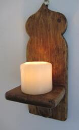 Moroccan Design Reclaimed Pallet Wood Wall Sconce Led Candle Holder - thumbnail 1