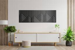 Mountain With Lines Panel Set Of 2-3 Wood Wall Art Decor Wooden Nursery Sign Picture Living Room - thumbnail 1