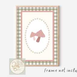 Set Of 3 Gingham Pink & Green Cherry Wildflower Prints - Prints Only - thumbnail 3