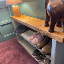 Hamdmade Solid Wood Chunky Shoe Rack/Bench, Wooden Rack, Rustic Storage, Rack - thumbnail 2