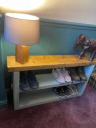 Hamdmade Solid Wood Chunky Shoe Rack/Bench, Wooden Rack, Rustic Storage, Rack