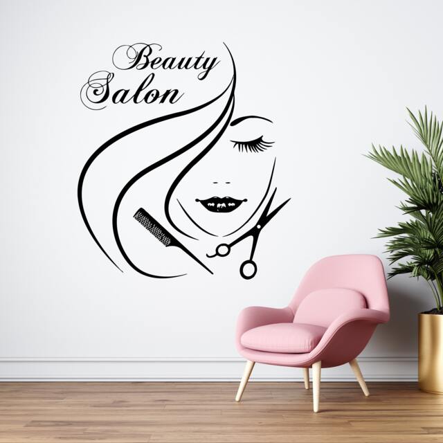 Hair Salon Wall Decal Stylist, Scissors, Beauty Decor T114 - image 1