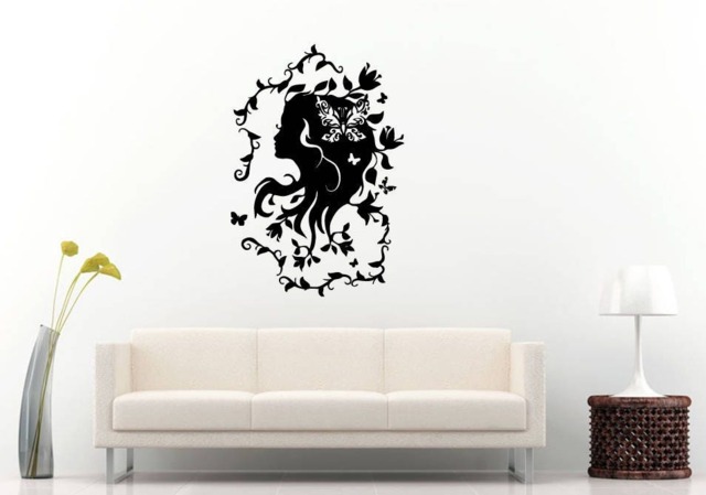 Beautiful Hair Girl Flowers Salon Beauty Shop Woman Female Fashion Wall Sticker Decal Vinyl Mural Decor Art L2333 - image 1