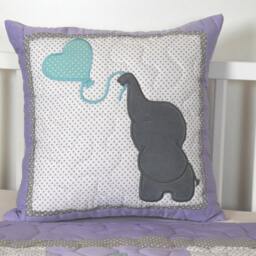 Baby Quilt, Elephant Blanket, Teal Purple Gray Crib Bedding, Safari Nursery - thumbnail 3