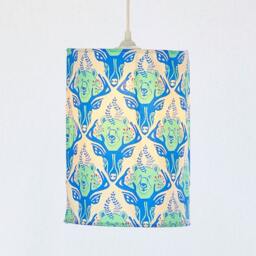 Canvas Cylinder Shape Lamp Shade, Illustration From Finnish Nature With Bears, Deers & Berries. Nordic Design Style For Home Decorating