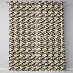 Dark Navy & Cream Japanese Waves Seamless Pattern Readymade Eyelet Ring Top Thermal 100% Blackout Curtains - thumbnail 2
