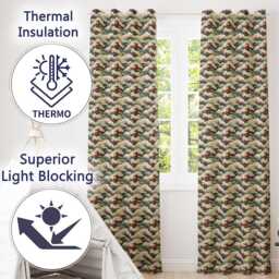 Dark Navy & Cream Japanese Waves Seamless Pattern Readymade Eyelet Ring Top Thermal 100% Blackout Curtains - thumbnail 3