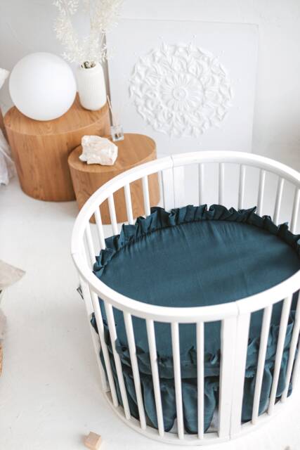 Natural Linen Skirt With Ruffles For Stokke Bed - image 1