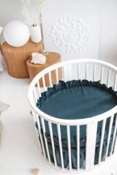 Natural Linen Skirt With Ruffles For Stokke Bed - thumbnail 1