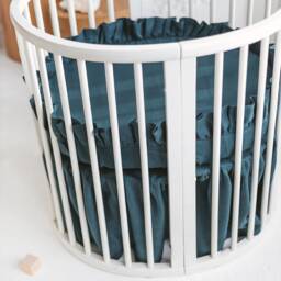 Natural Linen Skirt With Ruffles For Stokke Bed - thumbnail 2